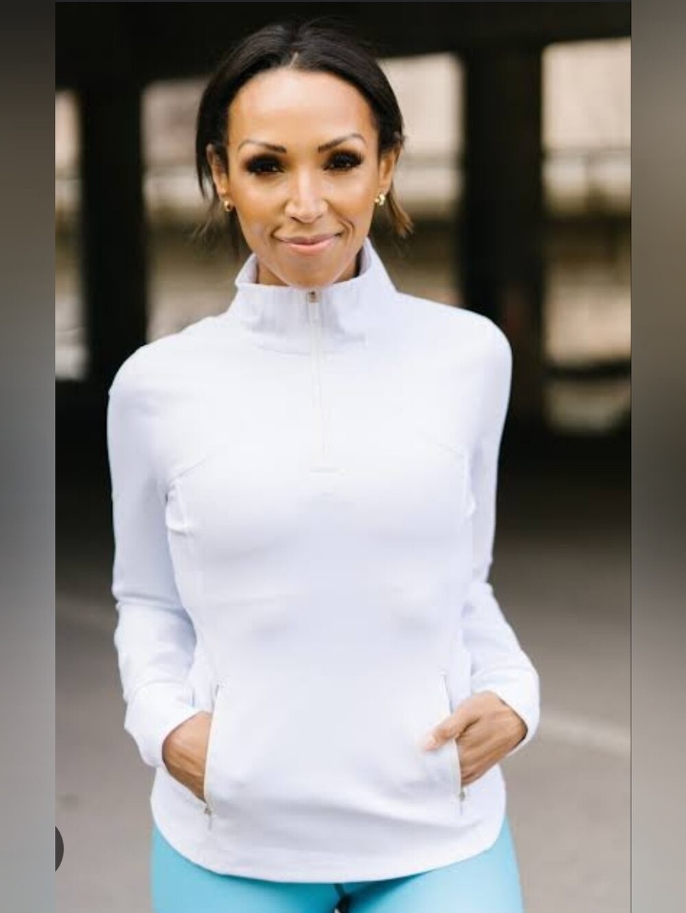 ZYIA White Quarter-Zip Active Pullover